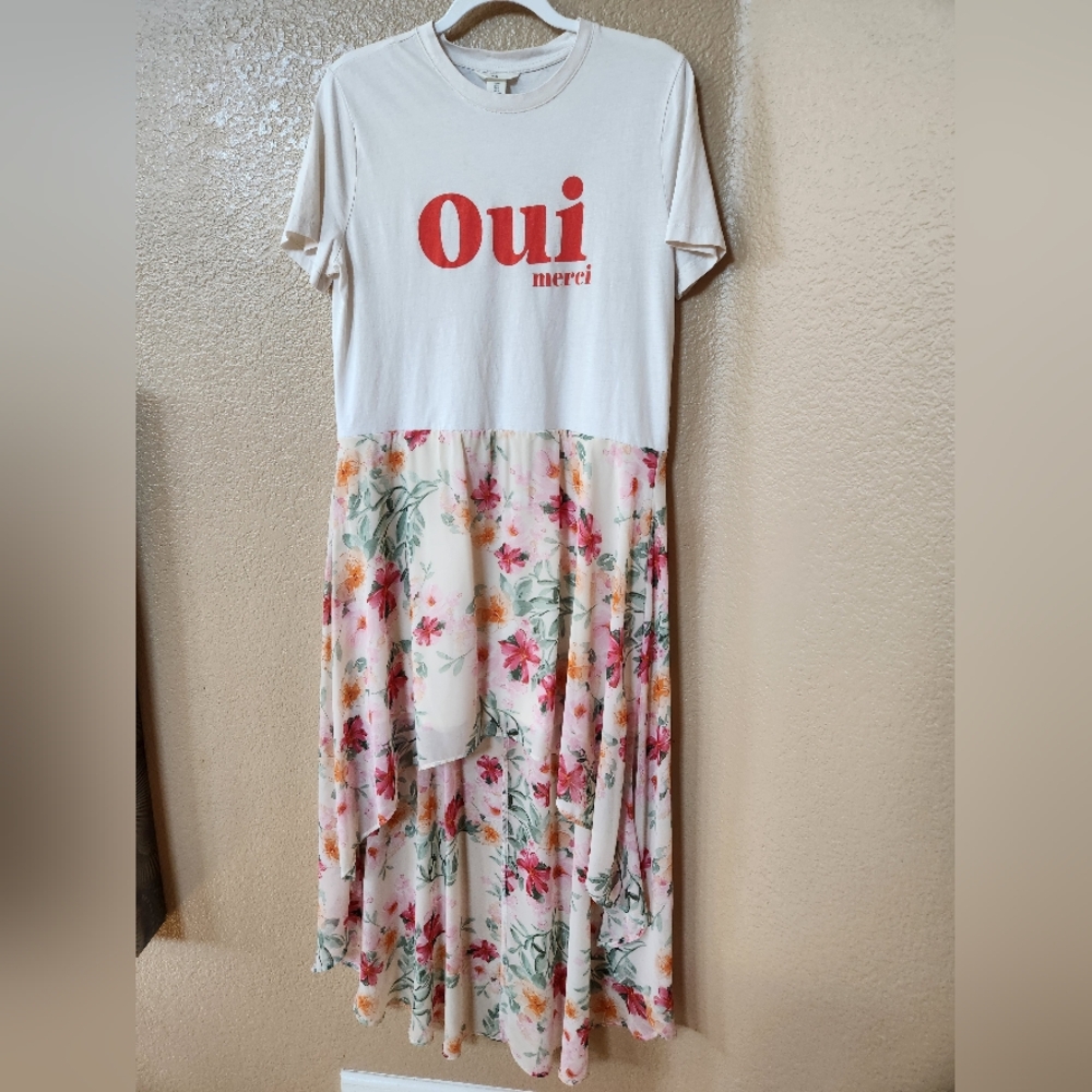 H&M T Shirt Floral Tall Dress Size M
